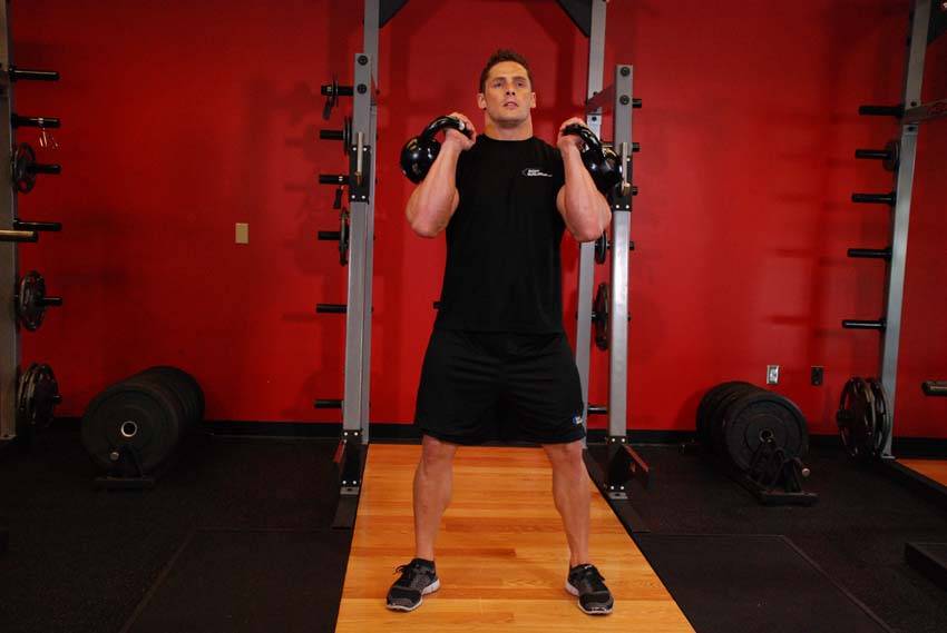 Double Kettlebell Front Squat demonstration