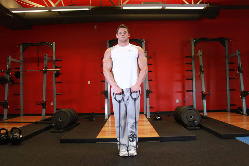 Resistance Band Upright Row demonstration