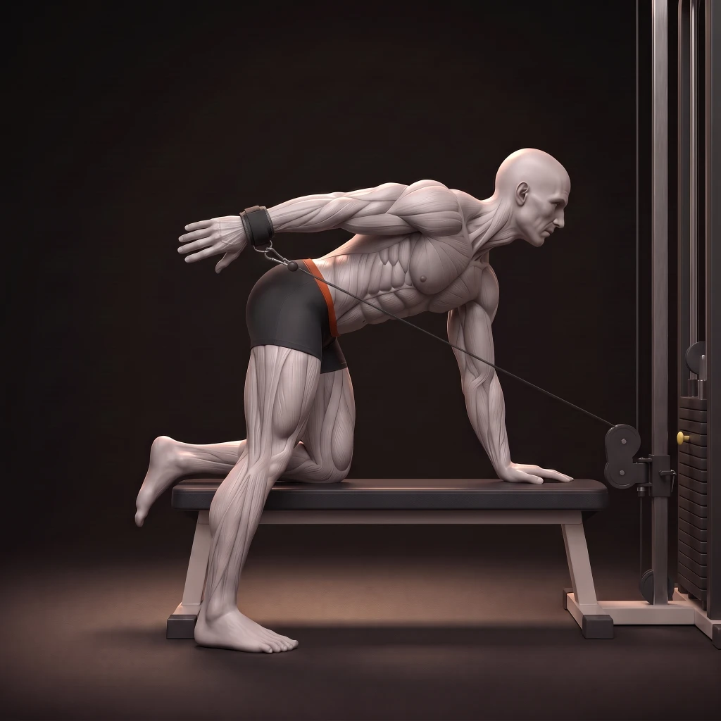 Cable Tricep Kickback (Cuff) demonstration